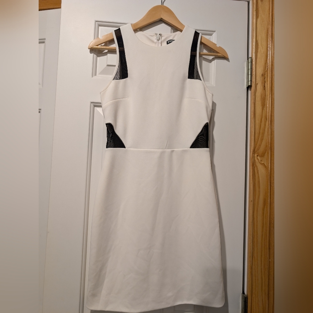 Forever 21 - White Sleeveless Dress with Black Mesh Cutouts - Small (S)